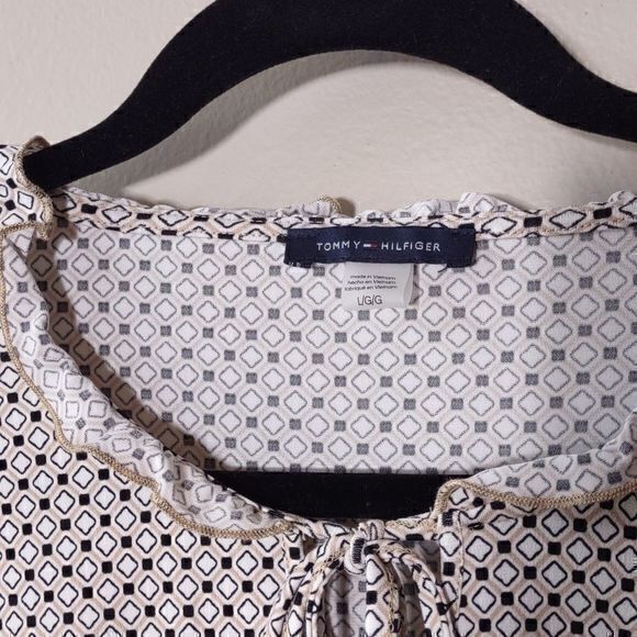 Tommy Hilfiger‎ Neutral Print Long Sleeve Blouse Sz L - Picture 7 of 11